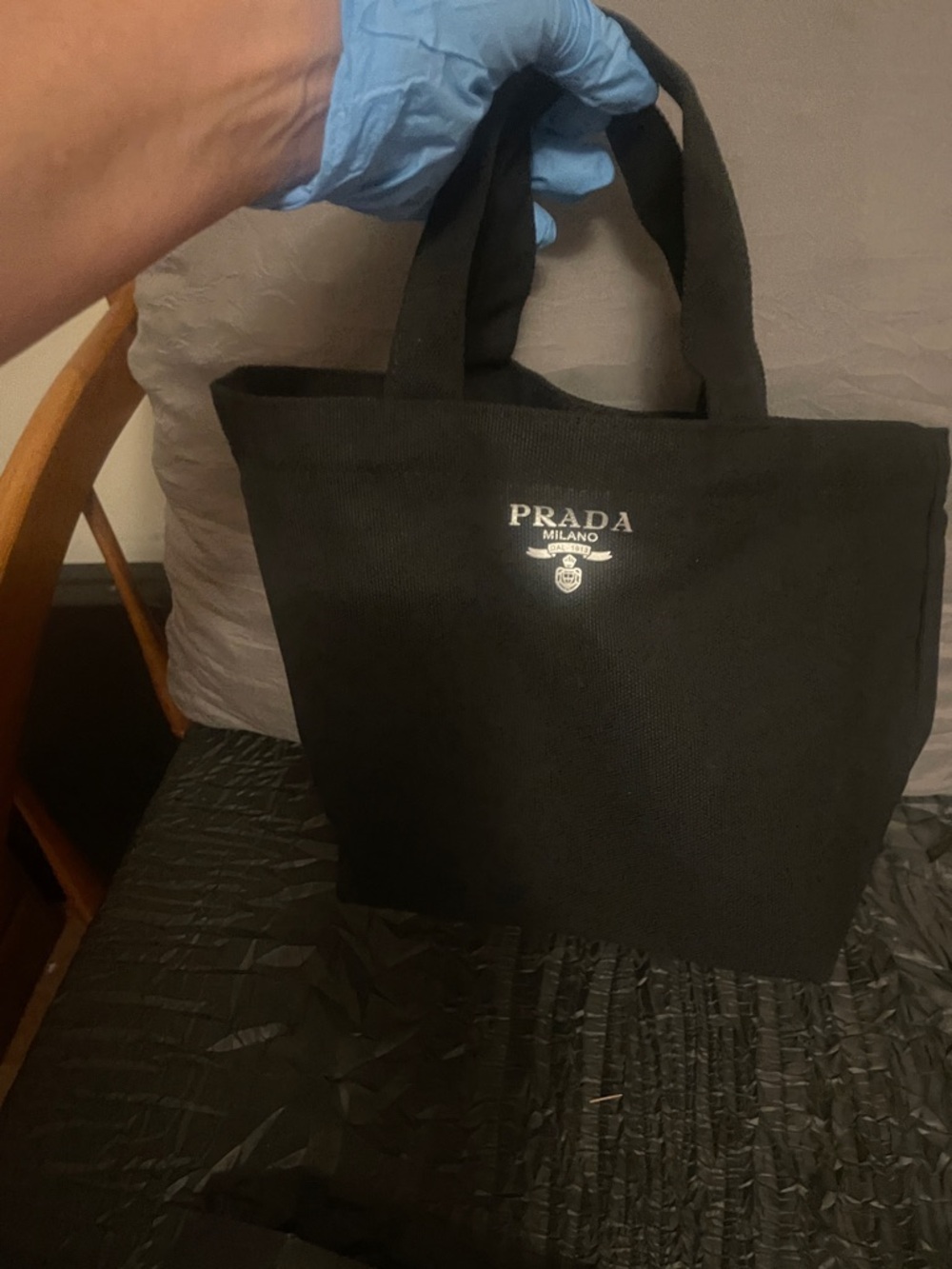 Prada Black Canvas Messenger Tote - Picture 9 of 17